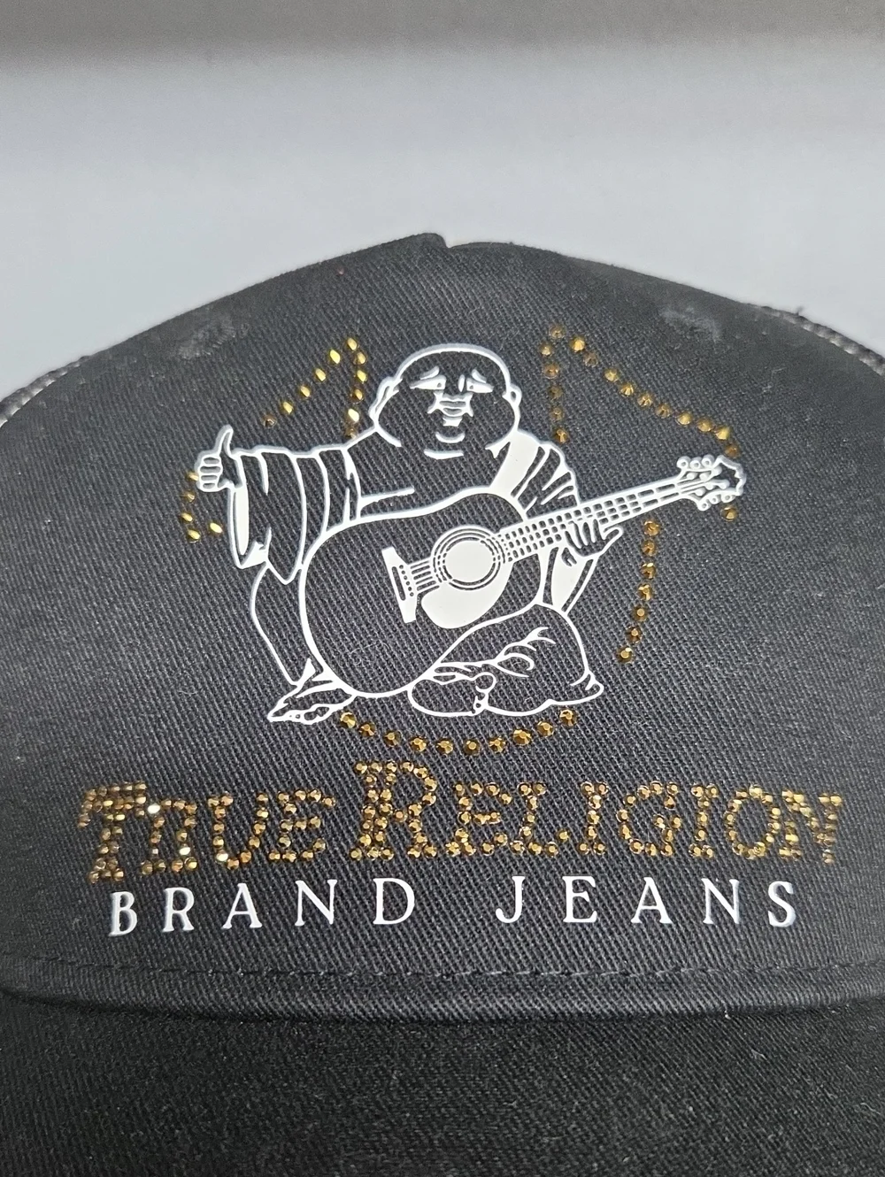 True Religion Black Cap with Gold and White Logo